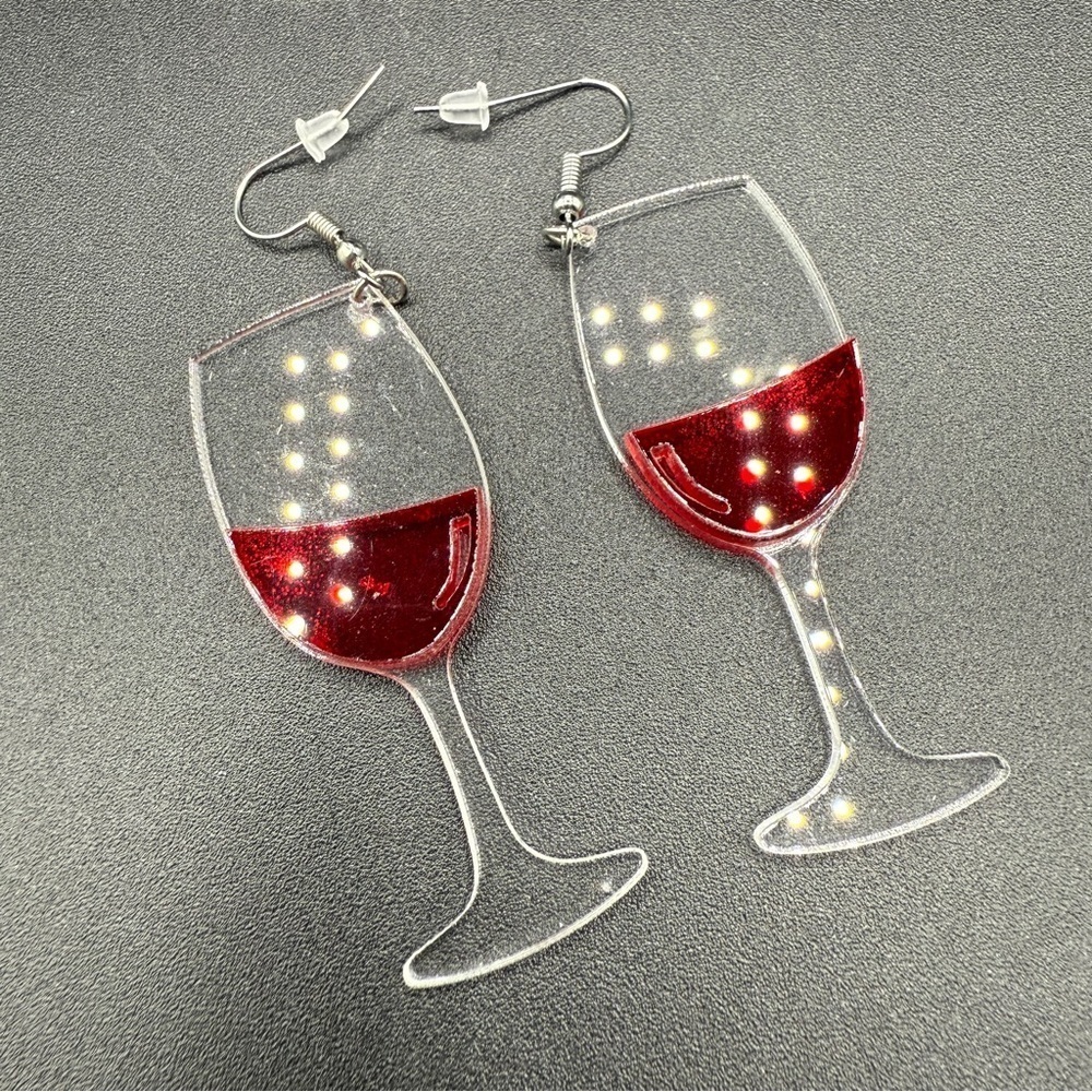 Wine Glass Pierced Acrylic Earrings - Picture 3 of 8